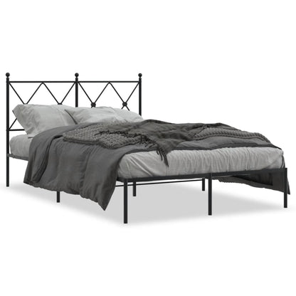 Metal Bed Frame Without Mattress With Headboard Black 120X190Cm