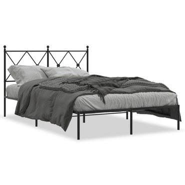 Metal Bed Frame Without Mattress With Headboard Black 120X200Cm