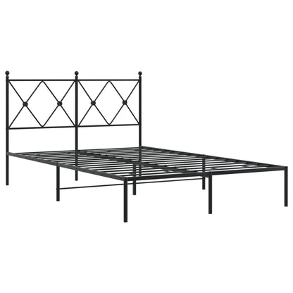 Metal Bed Frame Without Mattress With Headboard Black 120X200Cm