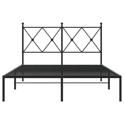 Metal Bed Frame Without Mattress With Headboard Black 120X200Cm