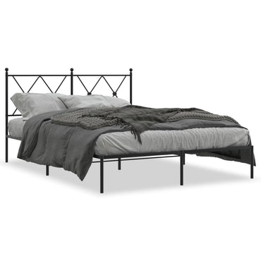 Metal Bed Frame Without Mattress With Headboard Black 135X190Cm