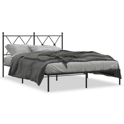 Metal Bed Frame Without Mattress With Headboard Black 140X190Cm