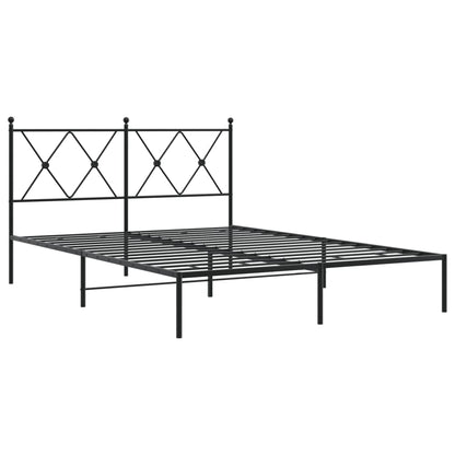 Metal Bed Frame Without Mattress With Headboard Black 140X190Cm