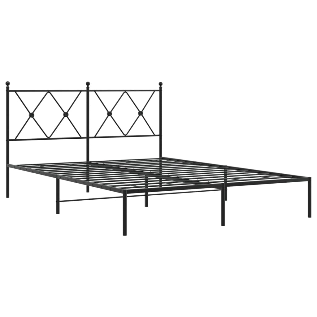 Metal Bed Frame Without Mattress With Headboard Black 140X200Cm