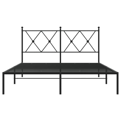 Metal Bed Frame Without Mattress With Headboard Black 140X200Cm