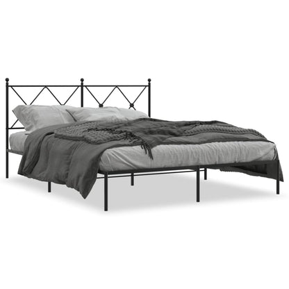 Metal Bed Frame With Headboard Black 150X200 Cm King Size