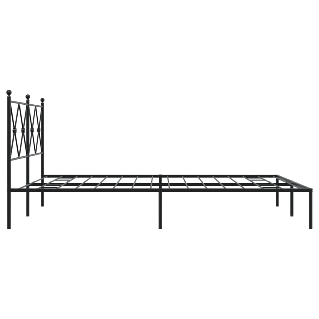 Metal Bed Frame With Headboard Black 150X200 Cm King Size