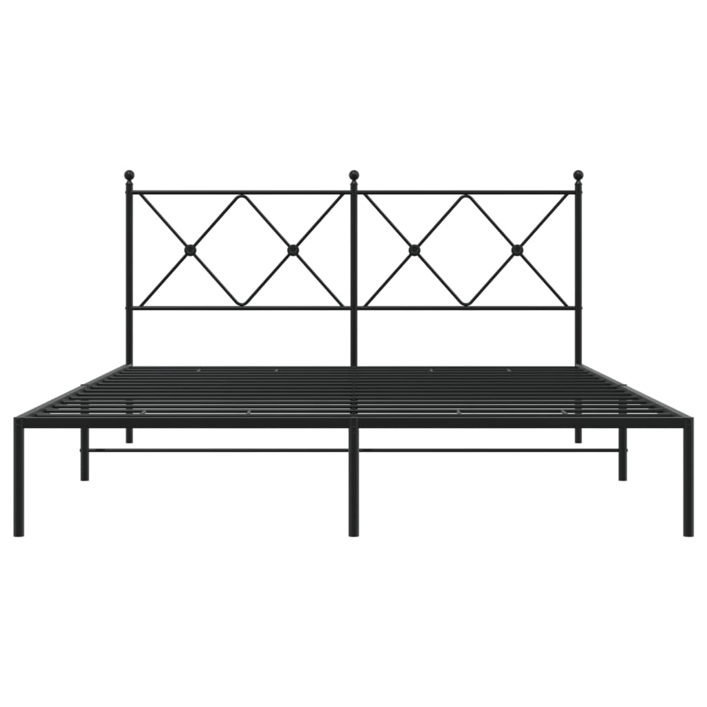 Metal Bed Frame With Headboard Black 160X200 Cm