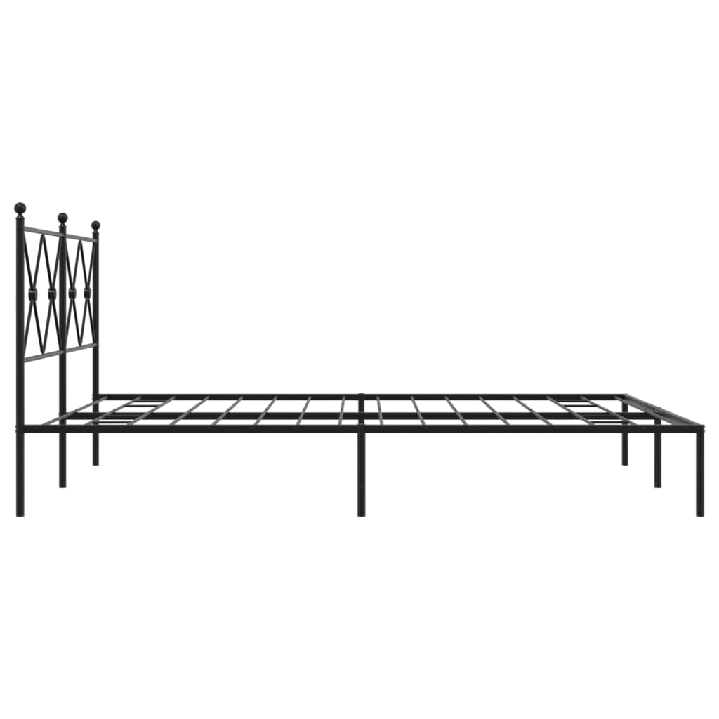 Metal Bed Frame With Headboard Black 160X200 Cm