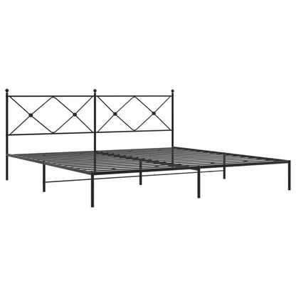 Metal Bed Frame With Headboard Black 193X203 Cm