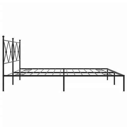 Metal Bed Frame With Headboard Black 193X203 Cm