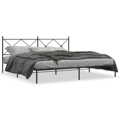 Metal Bed Frame Without Mattress With Headboard Black 200X200Cm