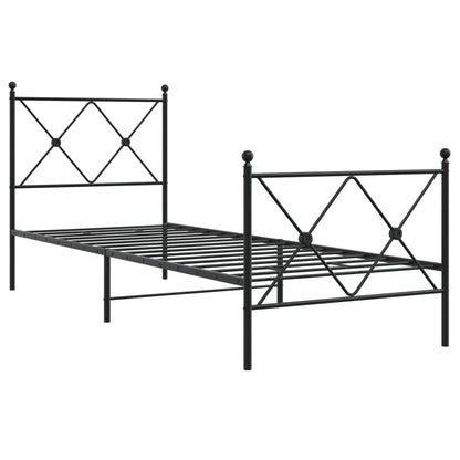 Metal Bed Frame Without Mattress With Footboard Black 80X200Cm