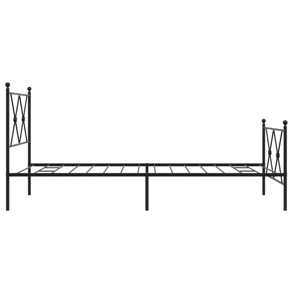 Metal Bed Frame With Headboard And Footboard Black 90X190 Cm Single