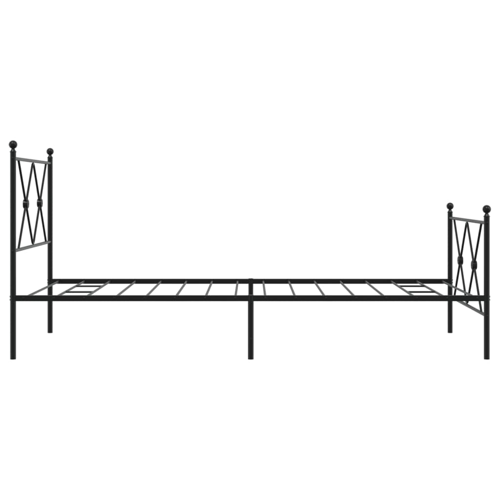 Metal Bed Frame With Headboard And Footboard Black 90X200 Cm