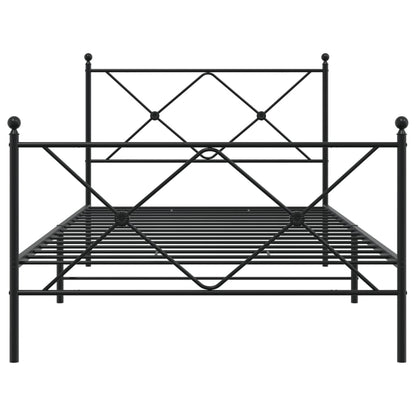 Metal Bed Frame Without Mattress With Footboard Black 100X190Cm