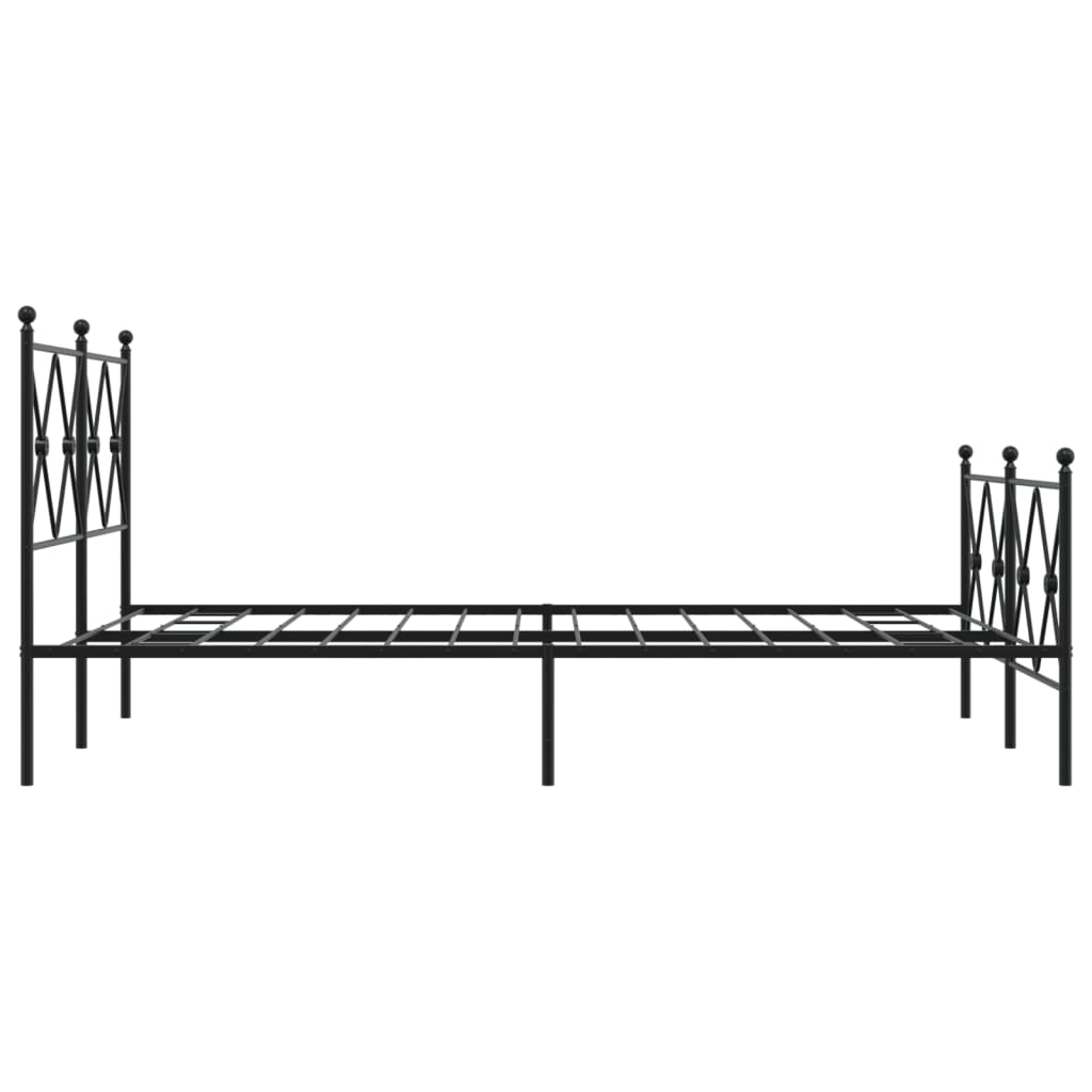 Metal Bed Frame With Headboard And Footboard Black 120X190 Cm Small Double