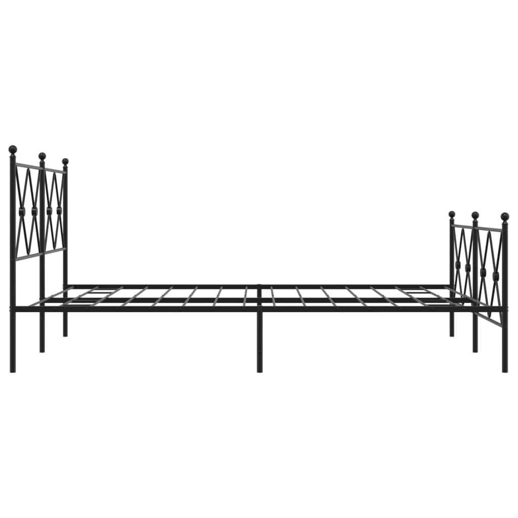 Metal Bed Frame With Headboard And Footboard Black 137X190 Cm