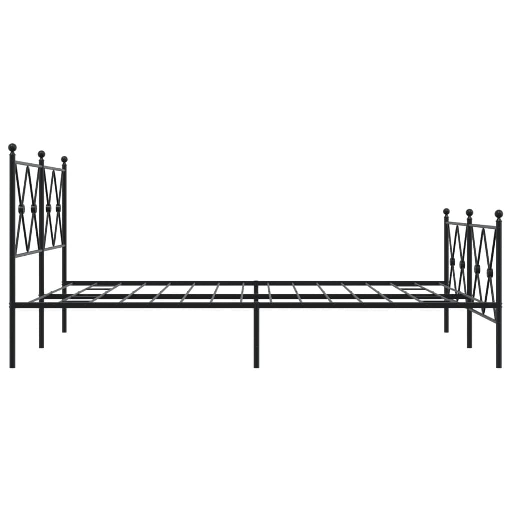 Metal Bed Frame With Headboard And Footboard Black 140X200 Cm