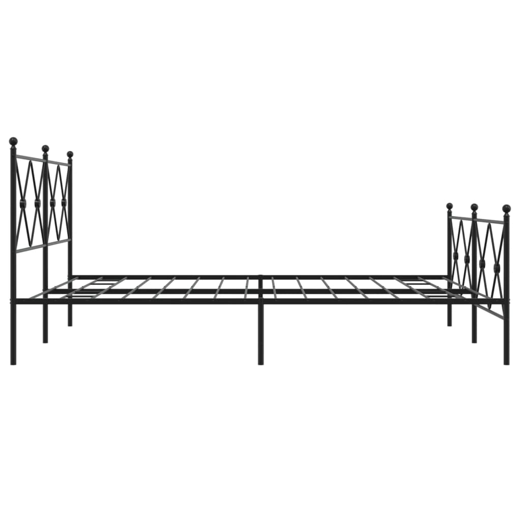 Metal Bed Frame Without Mattress With Footboard Black 150X200Cm