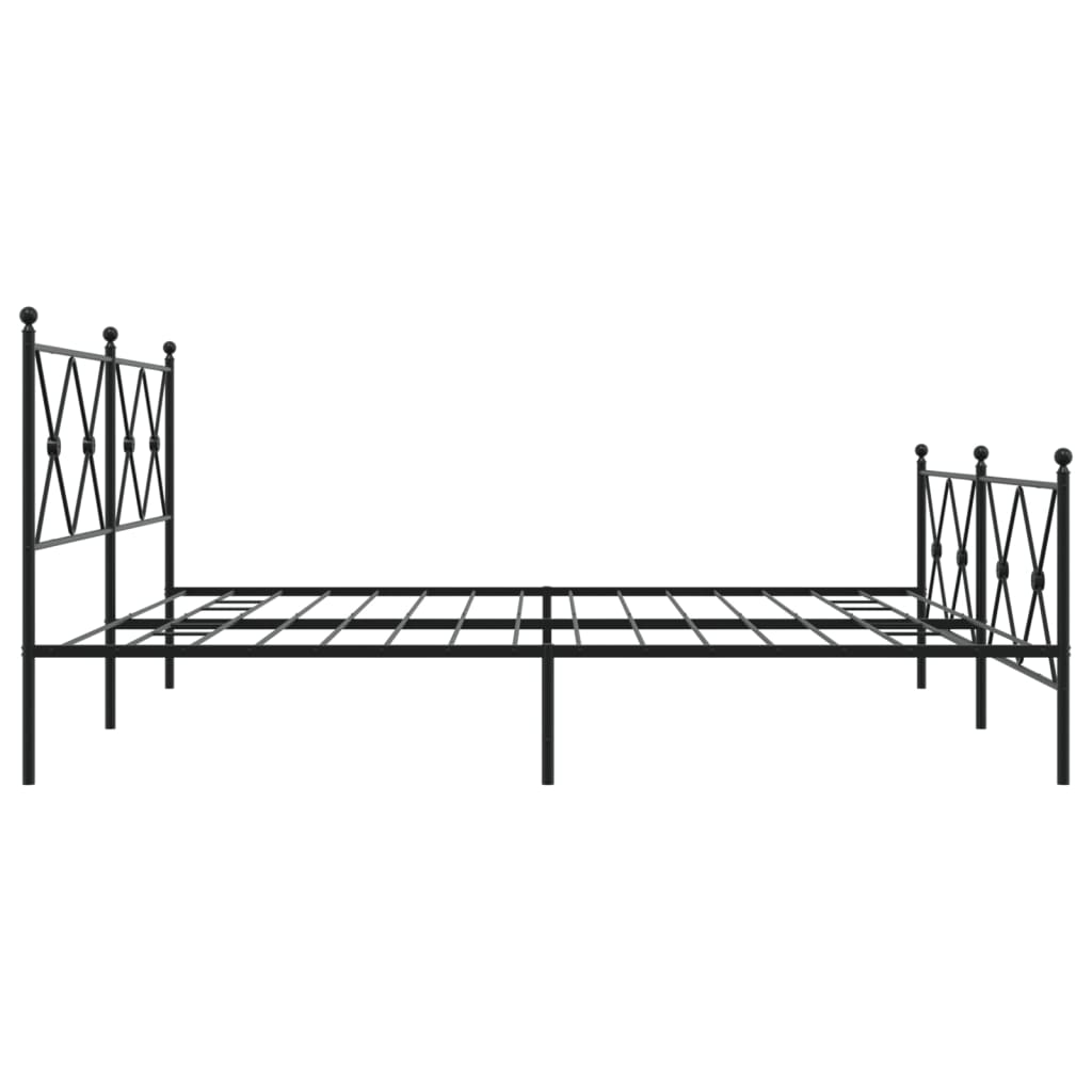 Metal Bed Frame With Headboard And Footboard Black 180X200 Cm Super King