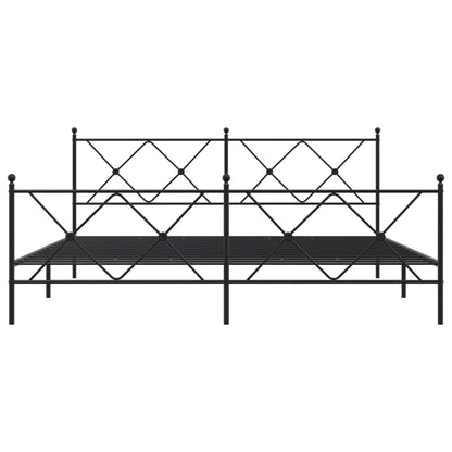 Metal Bed Frame With Headboard And Footboard Black 183X213 Cm