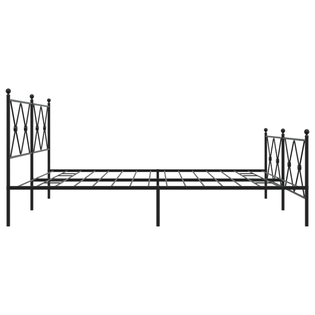 Metal Bed Frame With Headboard And Footboard Black 183X213 Cm