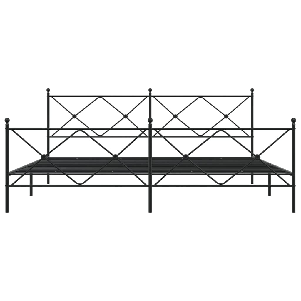 Metal Bed Frame With Headboard And Footboard Black 193X203 Cm