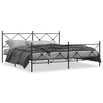 Metal Bed Frame Without Mattress With Footboard Black 200X200Cm