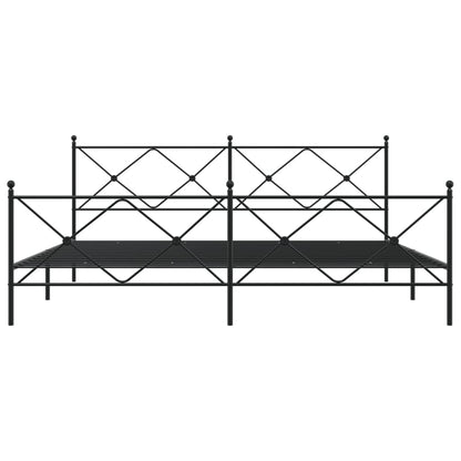 Metal Bed Frame Without Mattress With Footboard Black 200X200Cm