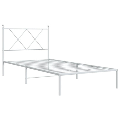 Metal Bed Frame With Headboard White 90X190 Cm Single