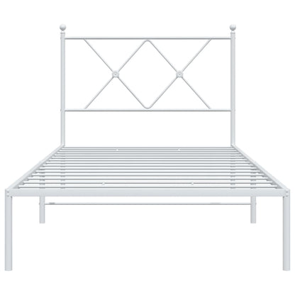 Metal Bed Frame With Headboard White 90X190 Cm Single