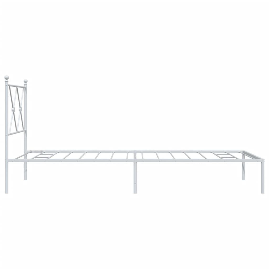 Metal Bed Frame With Headboard White 90X190 Cm Single