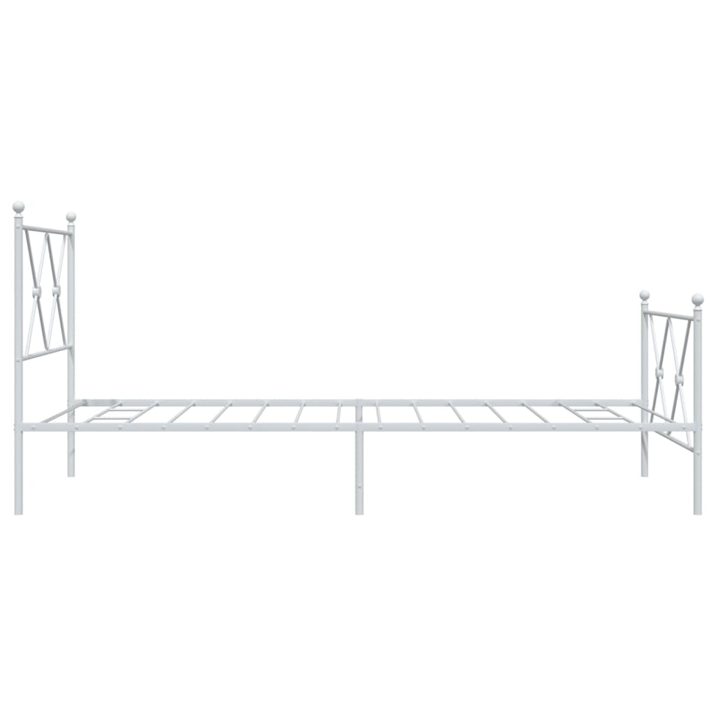 Metal Bed Frame With Headboard And Footboard White 90X190 Cm Single