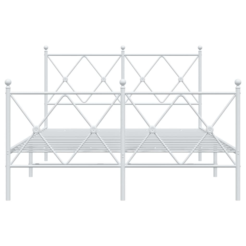 Metal Bed Frame With Headboard And Footboard White 120X190 Cm Small Double