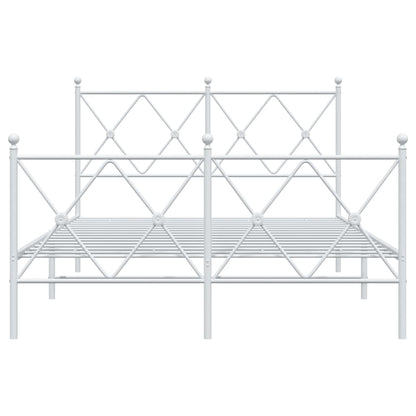 Metal Bed Frame With Headboard And Footboard White 120X190 Cm Small Double