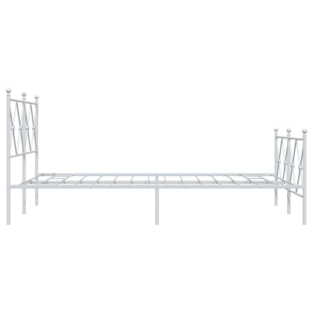 Metal Bed Frame With Headboard And Footboard White 120X190 Cm Small Double