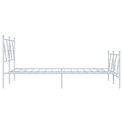 Metal Bed Frame With Headboard And Footboard White 120X190 Cm Small Double