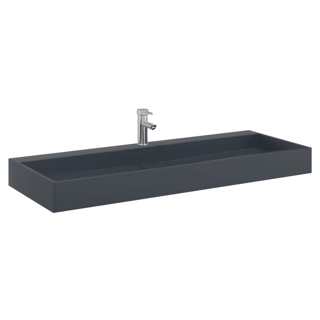 Wash Basin 120X46X11 Cm Mineral Cast/Marble Cast Anthracite