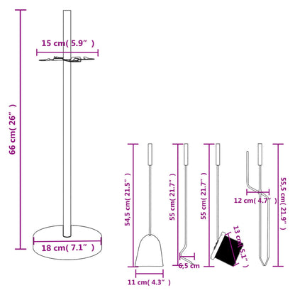 5 Piece Fireplace Tool Set 18X66 Cm Steel