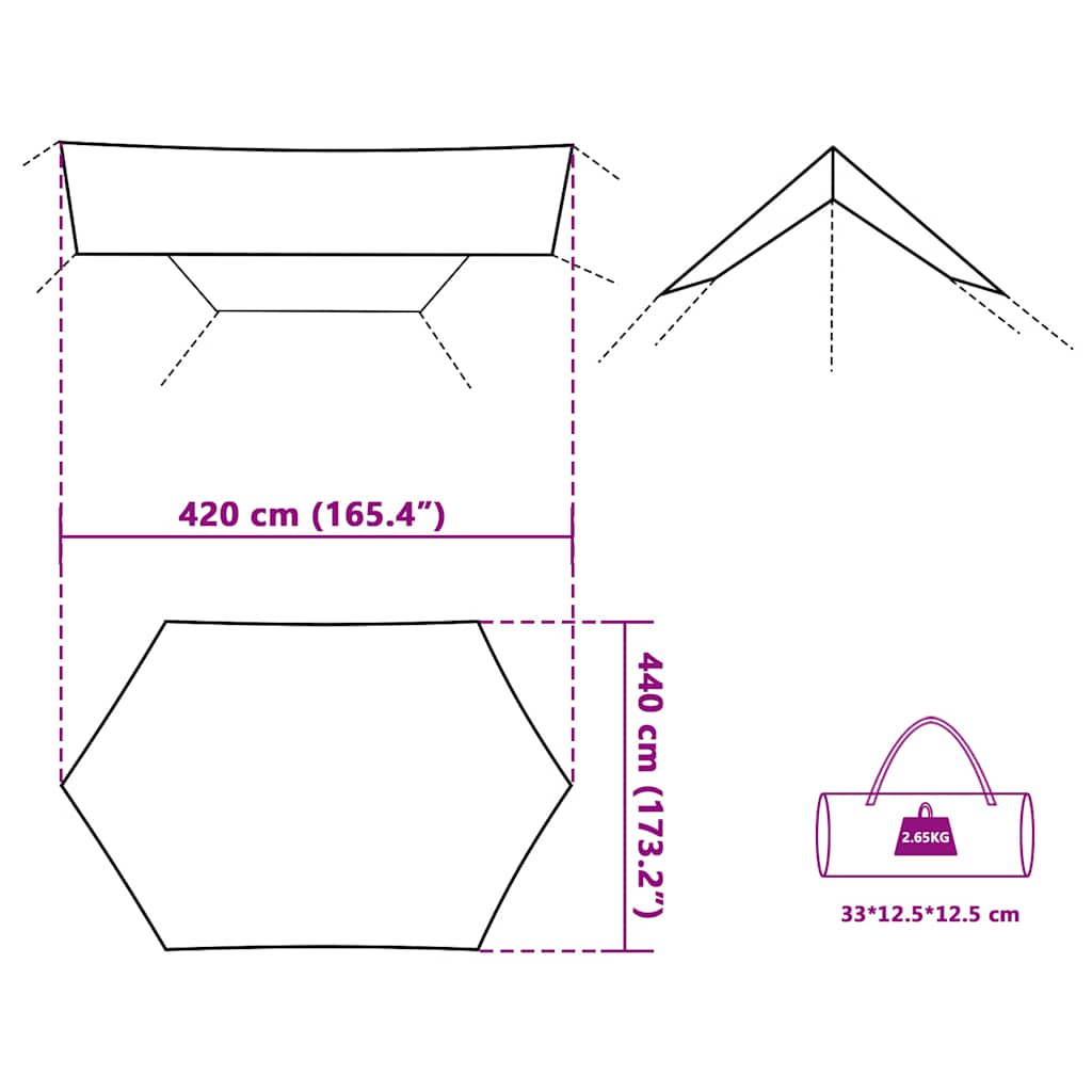 Camping Tarp Blue 420X440 Cm Waterproof