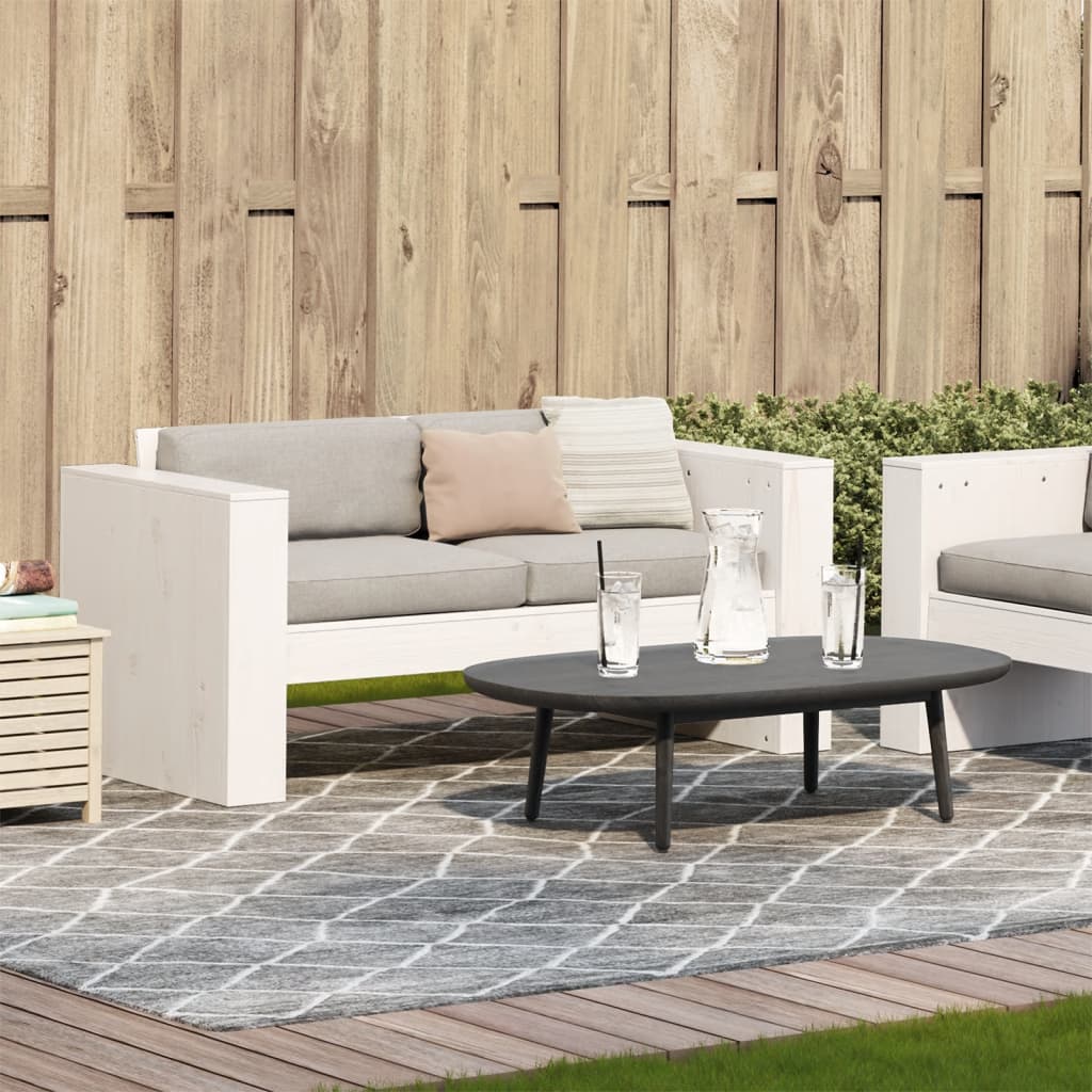 Garden Sofa 2-Seater White 134X60X62 Cm Solid Wood Pine