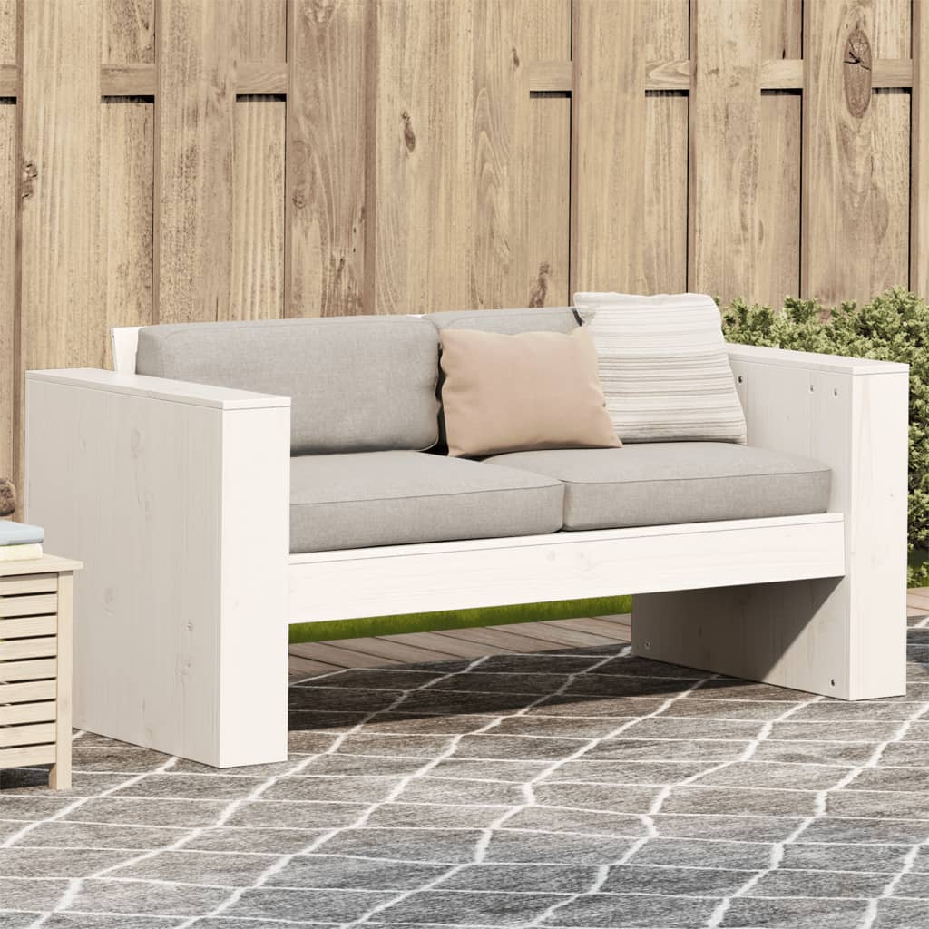 Garden Sofa 2-Seater White 134X60X62 Cm Solid Wood Pine