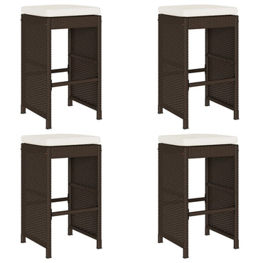 Garden Bar Stools With Cushions 4 Pcs Brown Poly Rattan