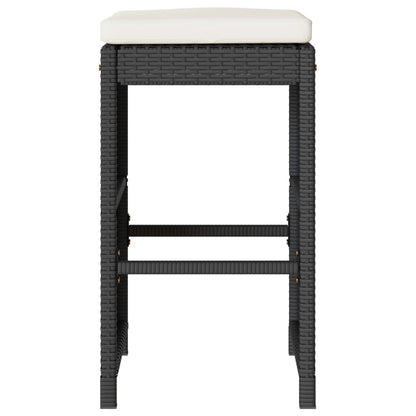 Garden Bar Stools With Cushions 6 Pcs Black Poly Rattan