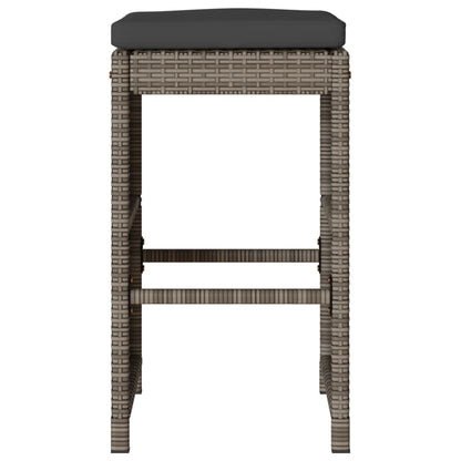 Garden Bar Stools With Cushions 6 Pcs Grey Poly Rattan