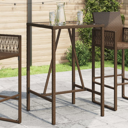 Outdoor Bar Table Brown 70X70X110 Cm Poly Rattan