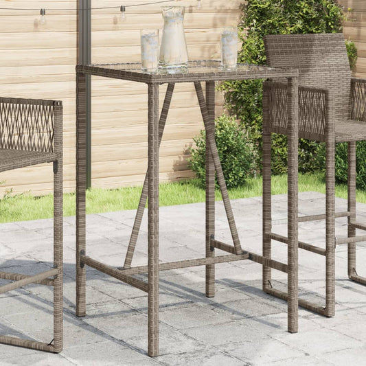 Outdoor Bar Table Grey 70X70X110 Cm Poly Rattan