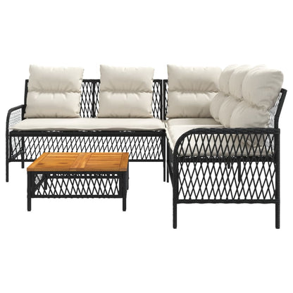 2 Piece Garden Sofa Set With Cushions Black Poly Rattan