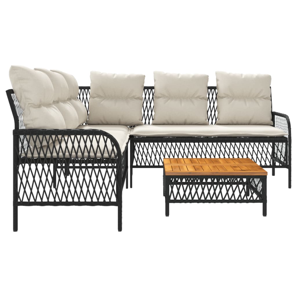 2 Piece Garden Sofa Set With Cushions Black Poly Rattan